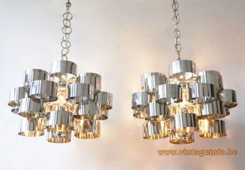 1970s Stainless Steel Cylinders Chandelier 6