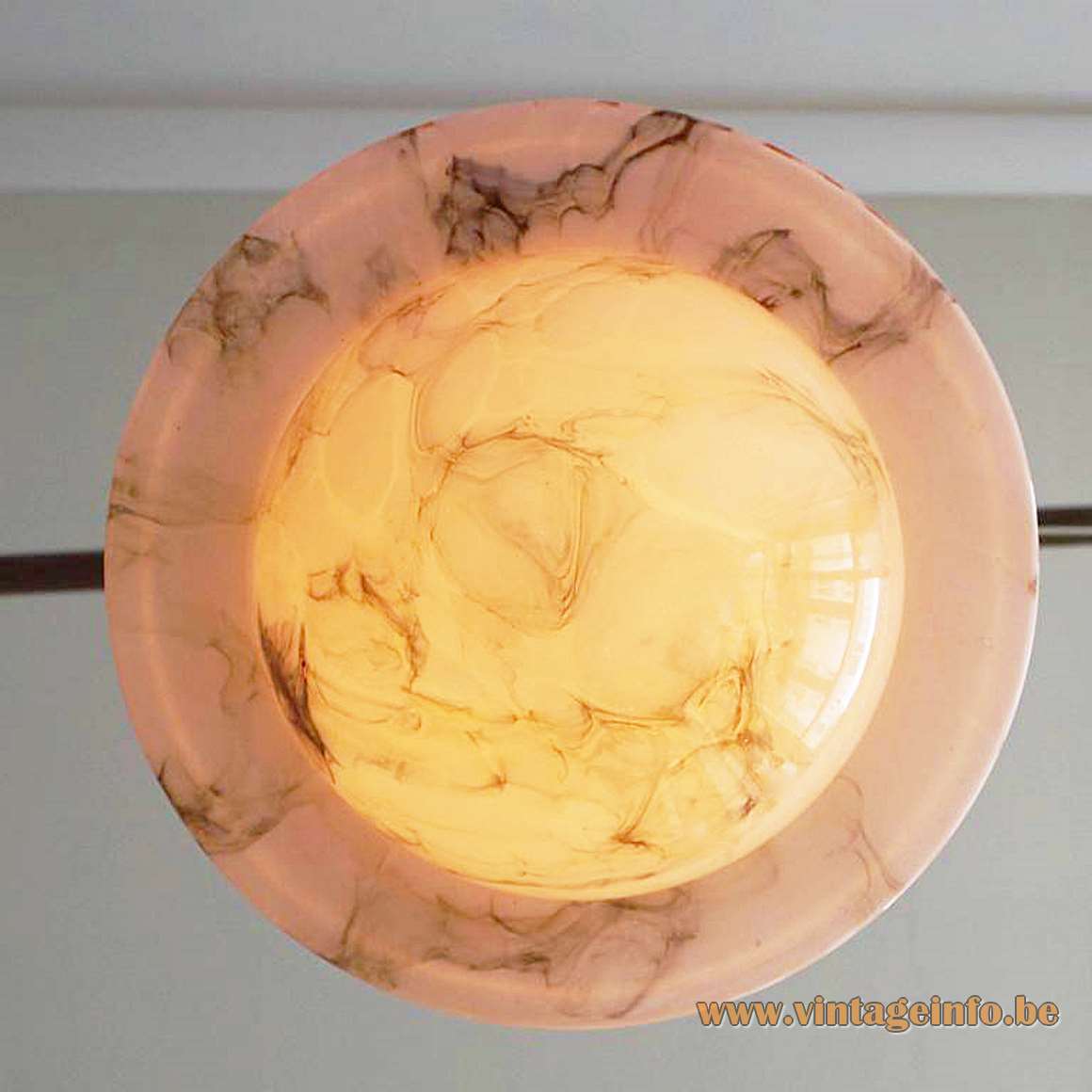 Marbled glass art deco Saturn pendant lamp veined globe chrome rod 1920s 1930s Bauhaus E27 socket 