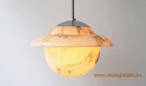 Marbled Glass Art Deco Saturn Pendant Lamp