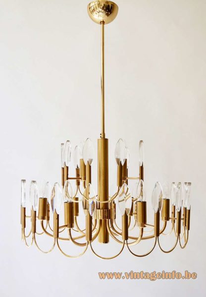 Gaetano Sciolari Brass Crystal Drops Chandelier 1