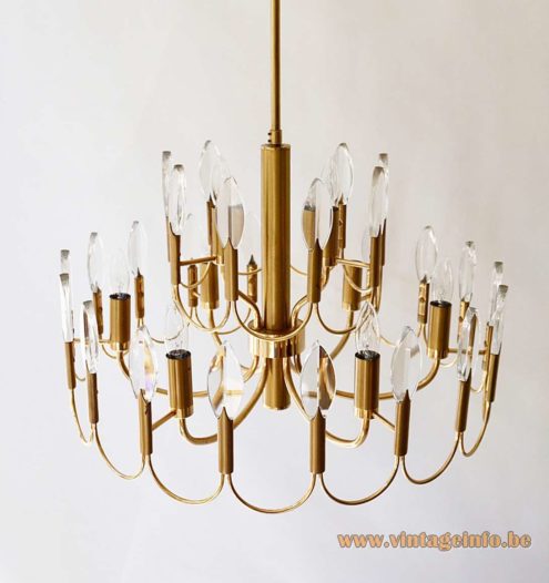 Gaetano Sciolari Brass Crystal Drops Chandelier 2