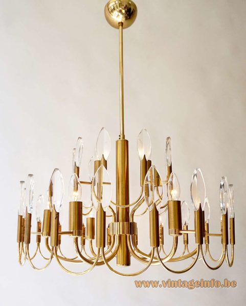 Gaetano Sciolari Brass Crystal Drops Chandelier 6