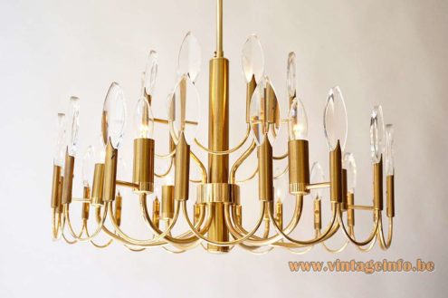 Gaetano Sciolari Brass Crystal Drops Chandelier 7