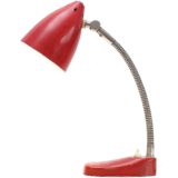 Hala Zeist desk lamp 13 red base chrome gooseneck joint perforated red conical lampshade 1950s 1960s