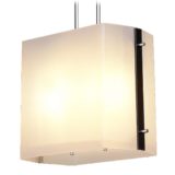 Lidokov acrylic pendant lamp white Perspex panels chrome rods black canopy Czech Republic 1960s 1970s