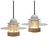 Louis Poulsen Albertslund pendant lamp design: Jens Møller-Jensen white round metal Saturn light Denmark 1960s