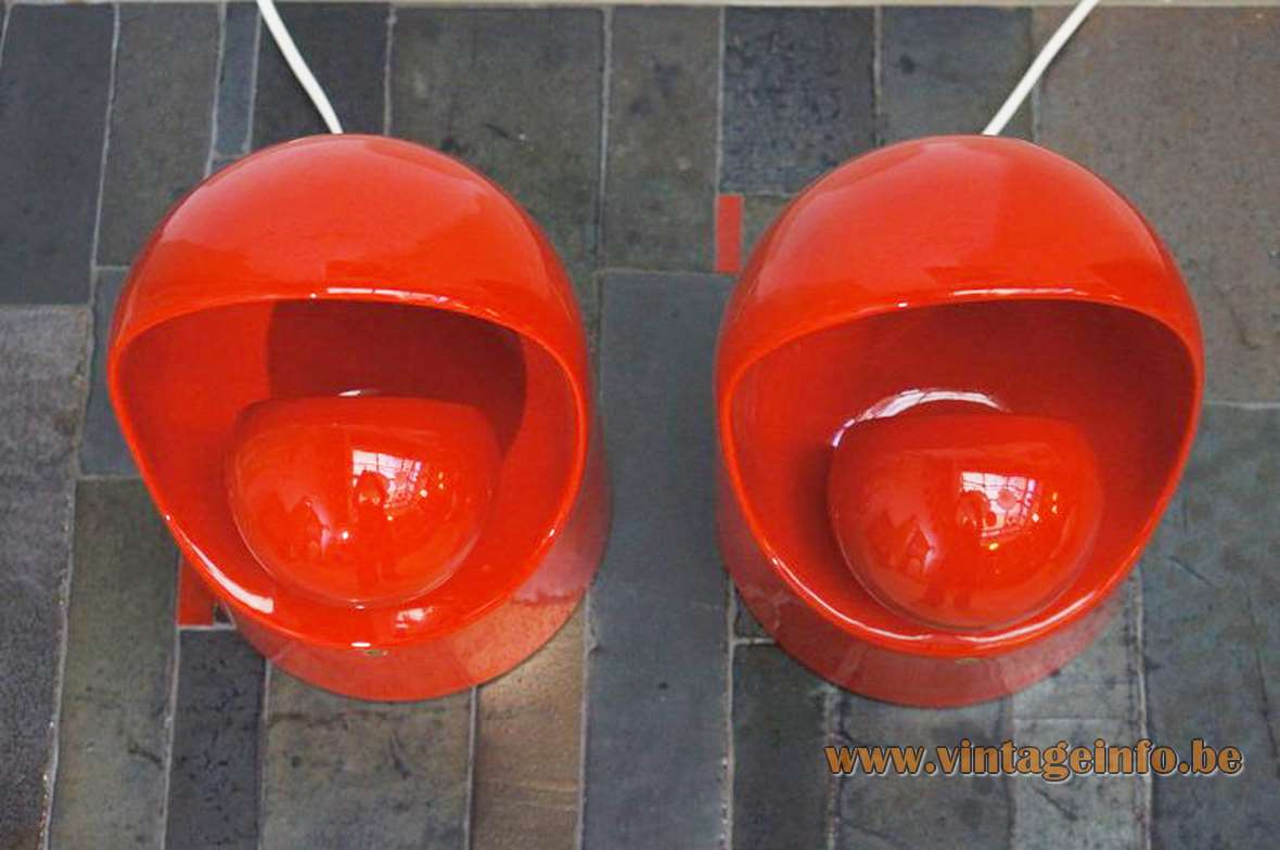 Marcello Cuneo red porcelain table lamp half round glazed ceramics Venezia Philips 1970s Gabbianelli Italy