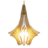 Paul Secon Sompex pendant lamp smoked acrylic slats Perspex nylon thread braided plastic wire 1960s 1970s