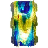 Raak Chartres blue-green glass wall lamp broken parts blocks design: Willem van Oyen 1960s 1970s