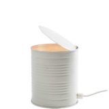 Vrieland Design tin can table lamp white painted metal open lid 1980s E27 light bulb Netherlands