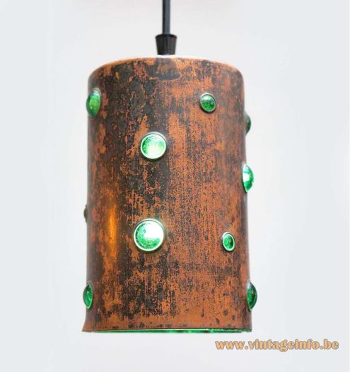 1960s Caged Glass Copper Pendant Lamps 2