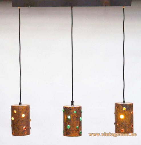 1960s Caged Glass Copper Pendant Lamps 4
