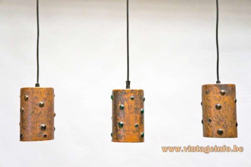 1960s Caged Glass Copper Pendant Lamps 6