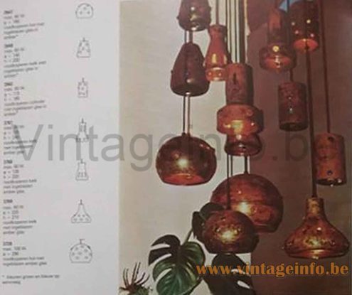 1960s Caged Glass Copper Pendant Lamps - Van Doorn Catalogue Picture