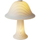 1970s Peill+Putzler mushroom table lamp white striped opal satinised frosted glass 1980s Germany E27 socket