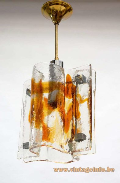 AV Mazzega Amber And Clear Glass Pendant Lamp 2