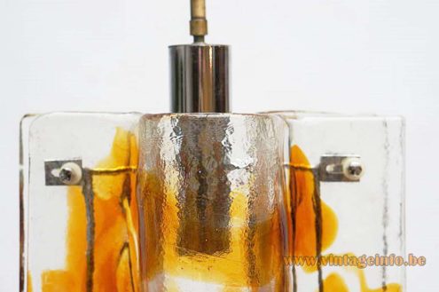 AV Mazzega Amber And Clear Glass Pendant Lamp 3