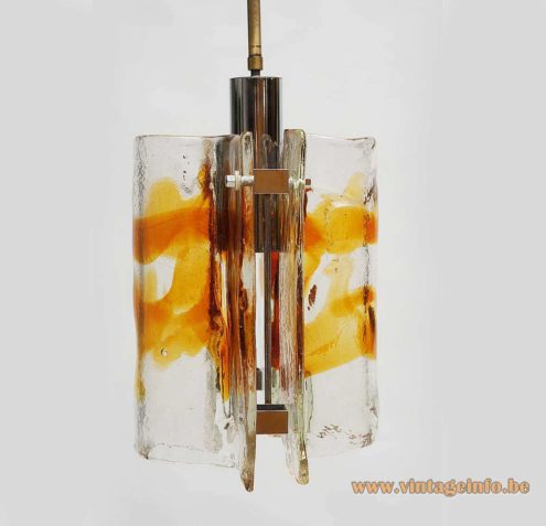 AV Mazzega Amber And Clear Glass Pendant Lamp 4