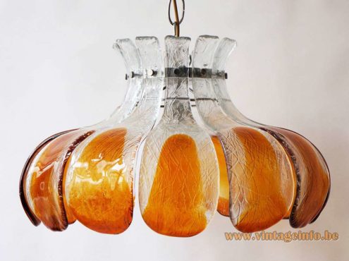AV Mazzega Amber Glass Flower Chandelier 1