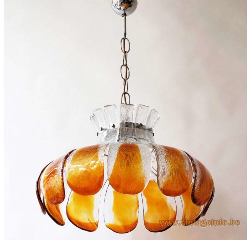 AV Mazzega Amber Glass Flower Chandelier 2