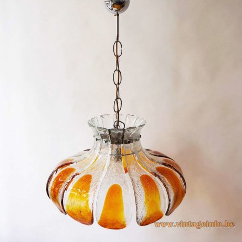 AV Mazzega Amber Glass Flower Chandelier 3