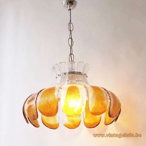 AV Mazzega Amber Glass Flower Chandelier 4