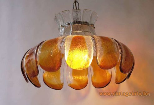 AV Mazzega Amber Glass Flower Chandelier 5