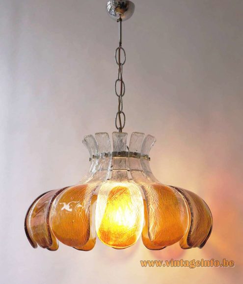 AV Mazzega Amber Glass Flower Chandelier 6