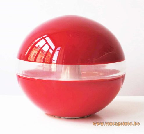 AV Mazzega Red White Globe Table Lamps 3