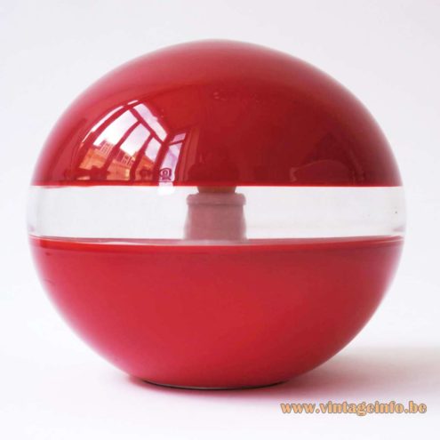 AV Mazzega Red White Globe Table Lamps 4