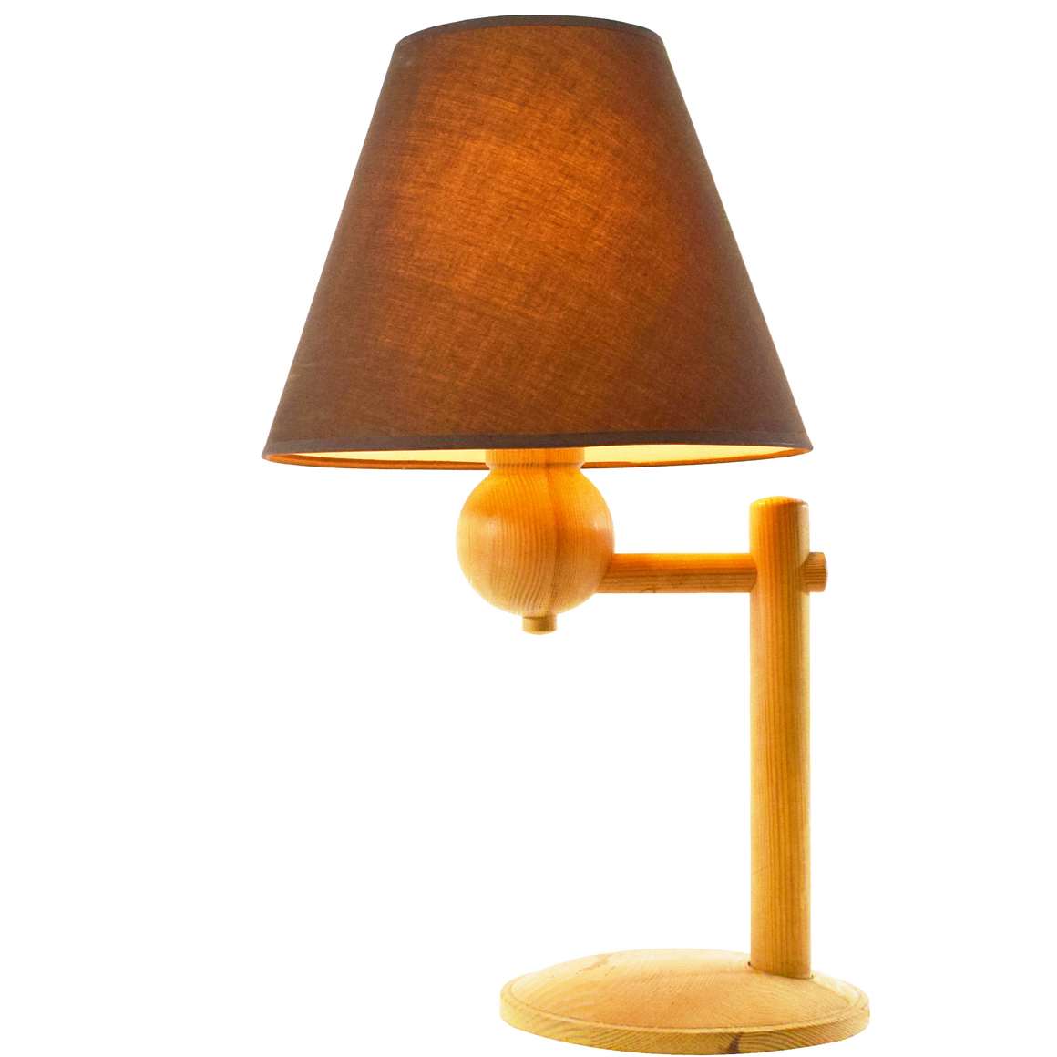 Aneta pinewood table lamps round base rods globe conical fabric lampshade 1970s 1980s Aneta Belysning Sweden