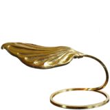 Bottega Gadda brass leaf table lamp design: Carlo Giorgi square rod ring base Tommaso Barbi 1970s Italy