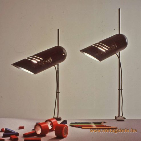 Harvey Guzzini Galdino Clamp Lamp design: Carlo Urbinati 1973 cast iron base tubular lampshade 1970s MCM