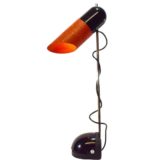 Harvey Guzzini Galdino table lamp design: Carlo Urbinati cast iron base chrome rod tubular lampshade 1970s