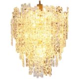 Kinkeldey asymmetrical faceted crystal glass chandelier 67 glass parts chrome rod brass tubes 1960s 1970s Germany