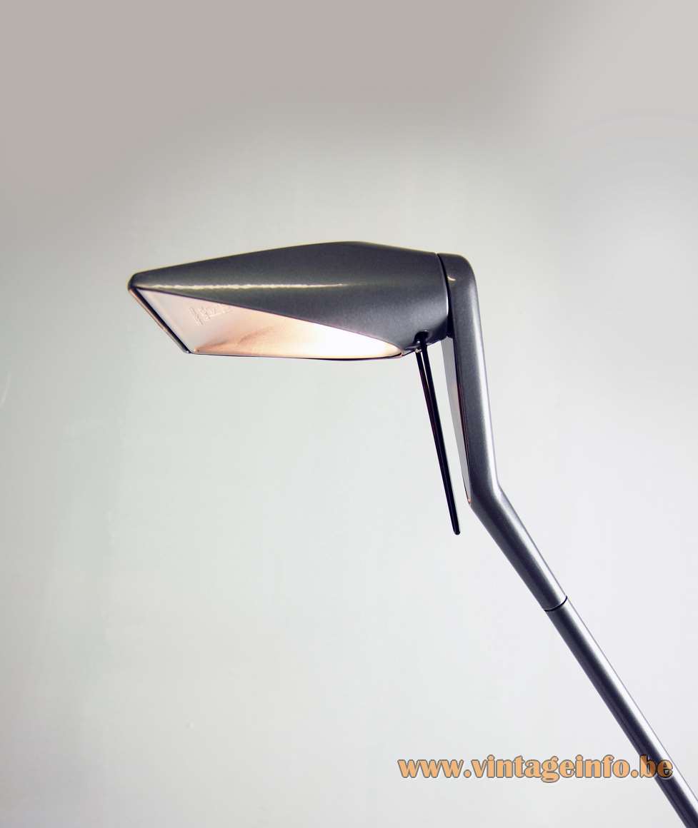 Lumina Zelig desk lamp 1990 design: Walter Monici conical round base nickel-plated pivoting rods halogen bulb