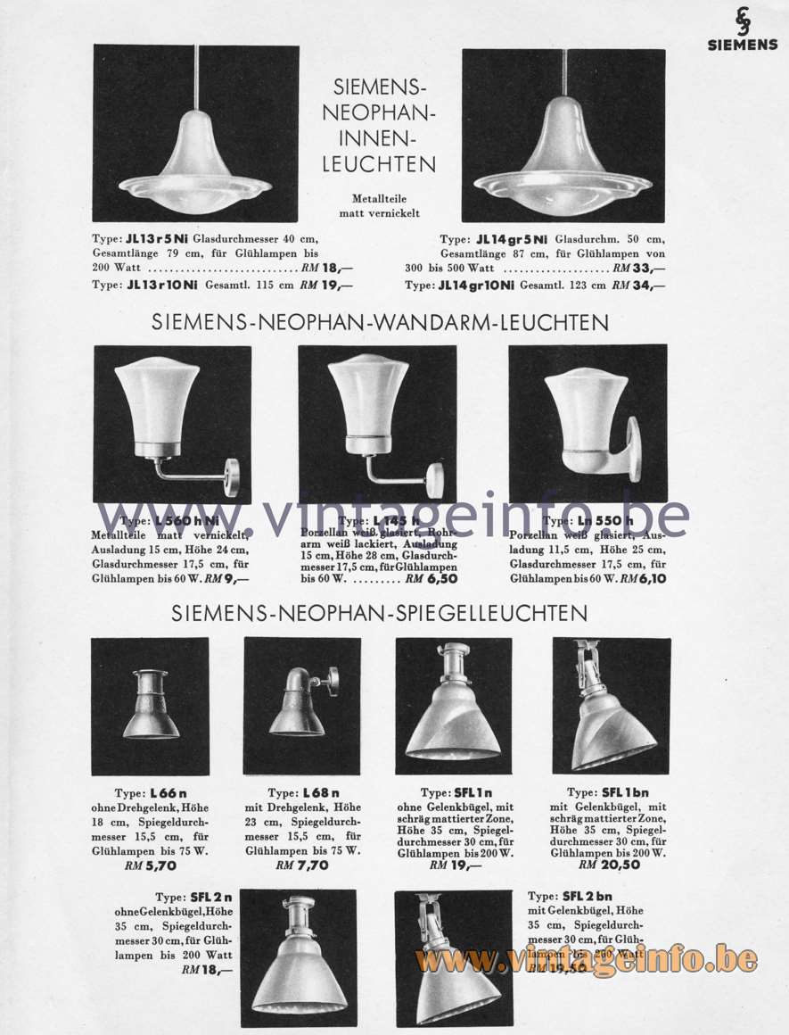 Siemens Neophan Pendant Lamp - Publicity - Catalogue