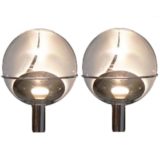 Toni Zuccheri Membrane wall lamps Murano clear white glass globe chrome tube Venini Italy 1960s 1970s
