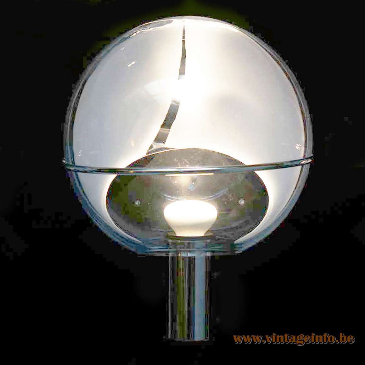 Toni Zuccheri Membrane wall lamps Murano clear white glass globe chrome tube Venini Italy 1960s 1970s
