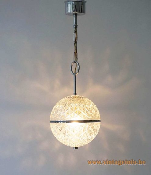 Val Saint Lambert Crystal Faceted Globe Pendant Lamp 5