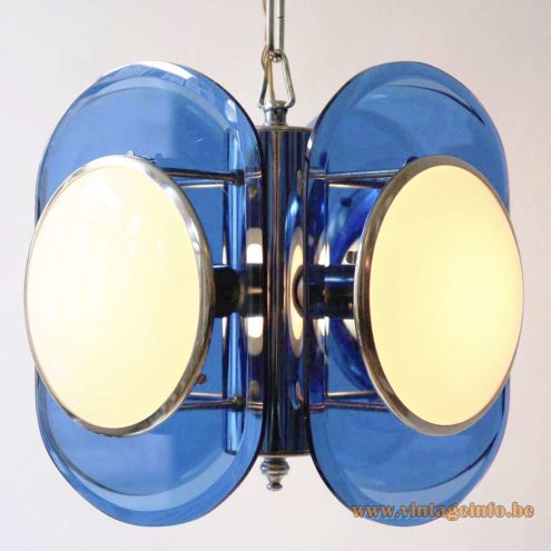 Veca 1960s White Blue Glass Chandelier 1