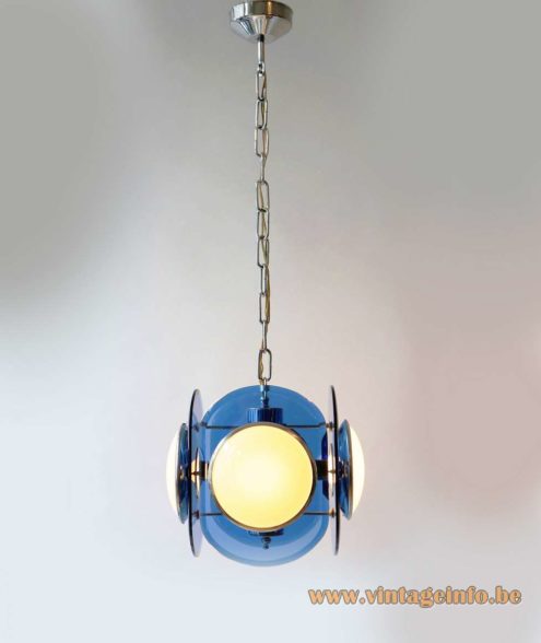 Veca 1960s White Blue Glass Chandelier 3