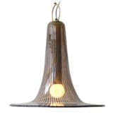 Striped trumpet pendant lamp hand-blown Murano glass horn style lampshade golden rim design style: Massimo Vigneli, Lino Tagliapietra 1960s 1970s