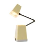 Well-Lite folding pyramid table lamp white plastic square base chrome foldable Nanbu Hong Kong 1960s 1970s