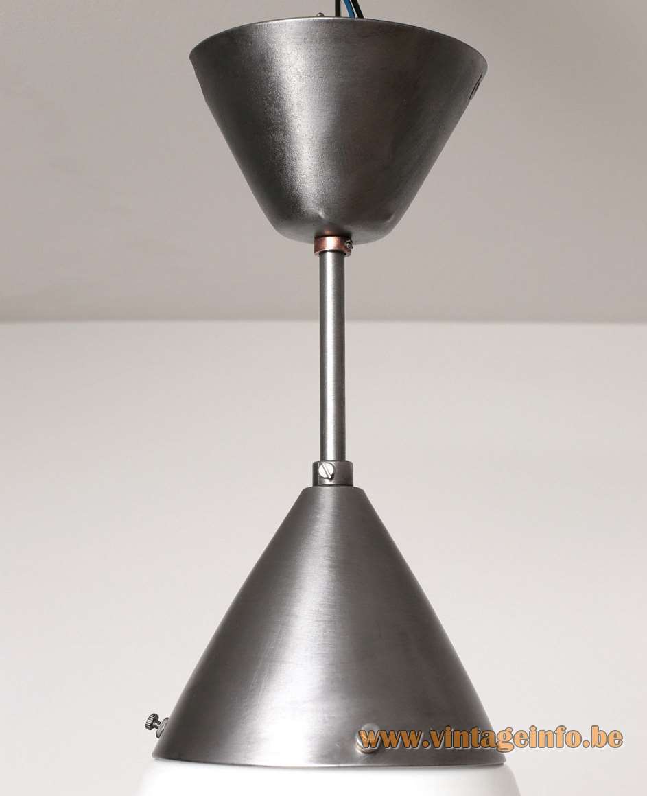 1930s Siemens L123d pendant lamp design: Peter Behrens diamond shaped opal glas Bauhaus art deco Germany
