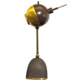 1950s Oscar Torlasco table lamp 578 black base eyeball globe lampshade optic lens 1960s Lumi Italy