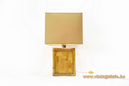 1960s Cube Bamboo Table Lamp 1