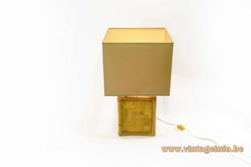 1960s Cube Bamboo Table Lamp 3