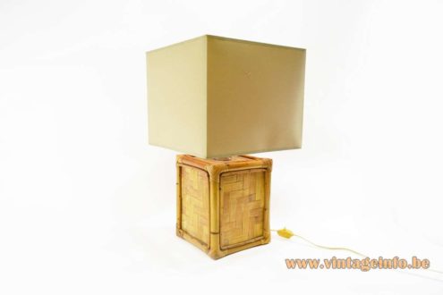 1960s Cube Bamboo Table Lamp 5