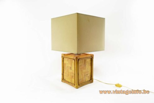 1960s Cube Bamboo Table Lamp 6